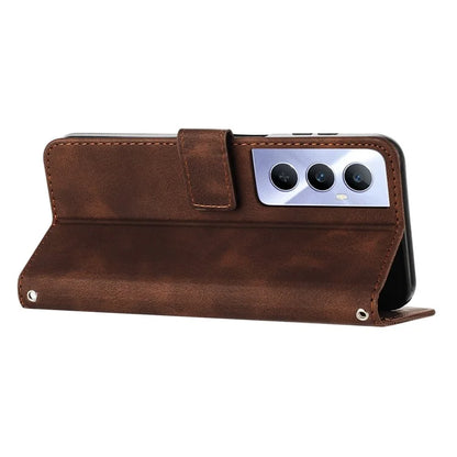 For Realme C65 4G Phone Stand Case Triangle Imprinted Anti-Dorp Leather Phone Cover with Stand