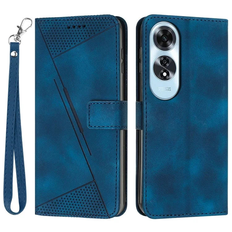 For Oppo A60 4G Case Triangle Imprinted Leather Wallet Phone Cover with Stand