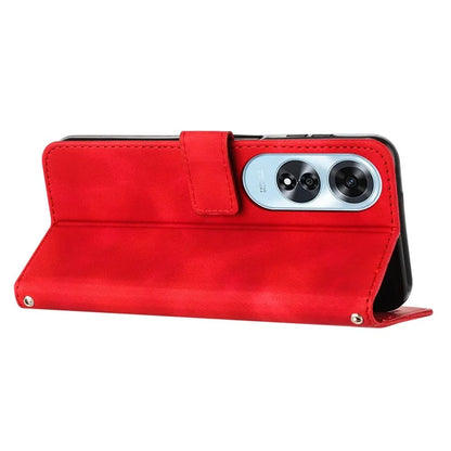 For Oppo A60 4G Case Triangle Imprinted Leather Wallet Phone Cover with Stand