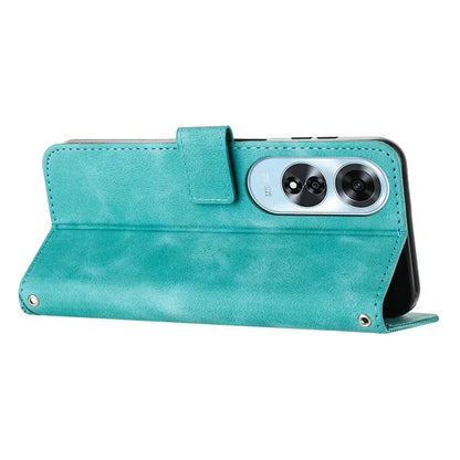 For Oppo A60 4G Case Triangle Imprinted Leather Wallet Phone Cover with Stand