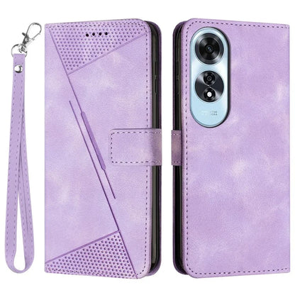 For Oppo A60 4G Case Triangle Imprinted Leather Wallet Phone Cover with Stand