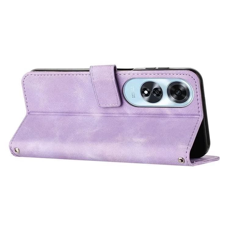 For Oppo A60 4G Case Triangle Imprinted Leather Wallet Phone Cover with Stand