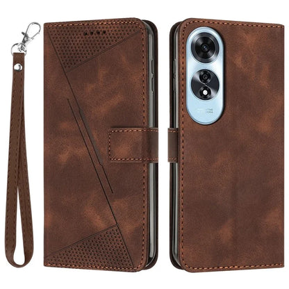 For Oppo A60 4G Case Triangle Imprinted Leather Wallet Phone Cover with Stand