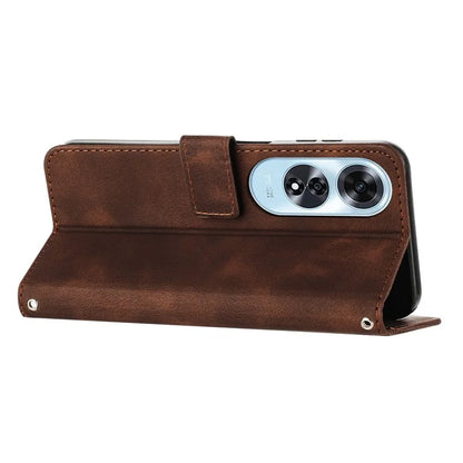 For Oppo A60 4G Case Triangle Imprinted Leather Wallet Phone Cover with Stand