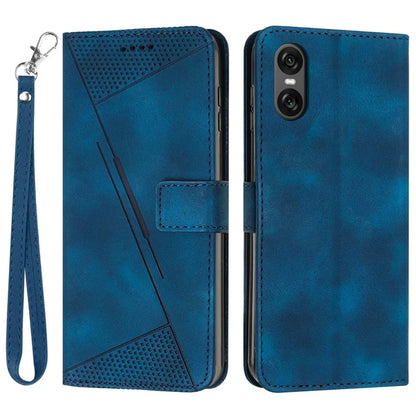 For Sony Xperia 10 VI Case with Hand Strap Triangle Imprinted Wallet Phone Leather Cover