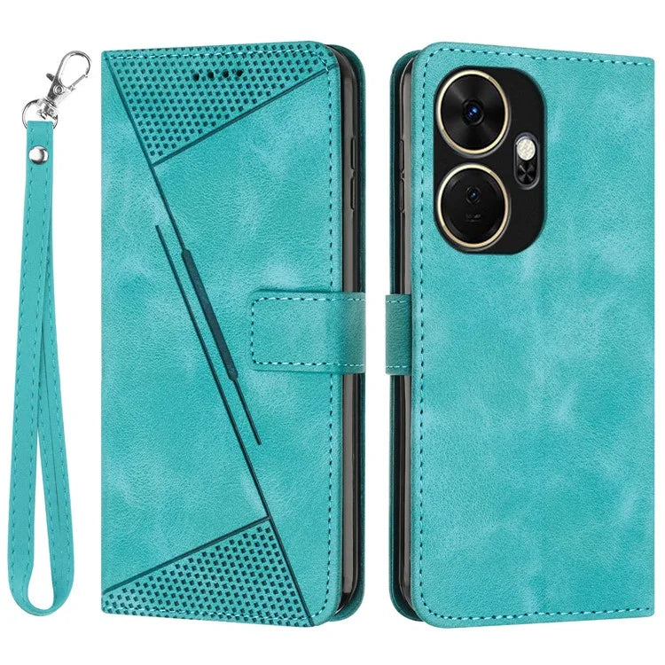 For itel P55+ Wallet Case Triangle Imprinted Stand Leather Phone Cover
