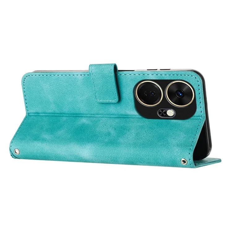 For itel P55+ Wallet Case Triangle Imprinted Stand Leather Phone Cover