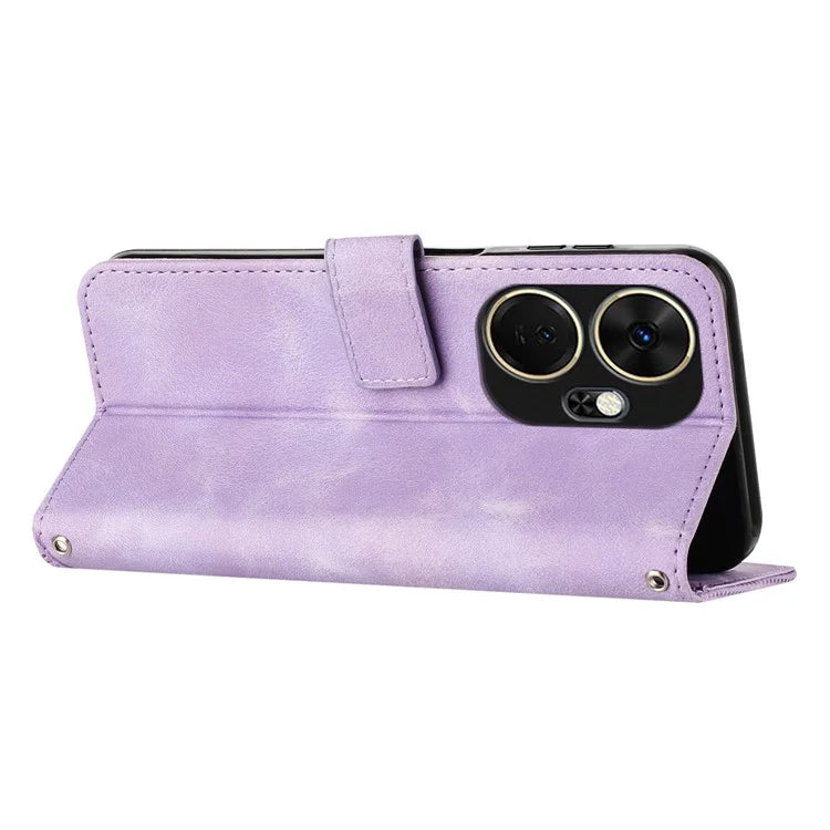 For itel P55+ Wallet Case Triangle Imprinted Stand Leather Phone Cover