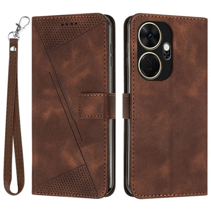 For itel P55+ Wallet Case Triangle Imprinted Stand Leather Phone Cover