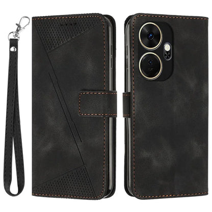 For itel P55+ Wallet Case Triangle Imprinted Stand Leather Phone Cover