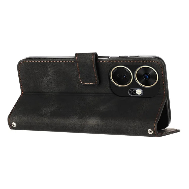 For itel P55+ Wallet Case Triangle Imprinted Stand Leather Phone Cover