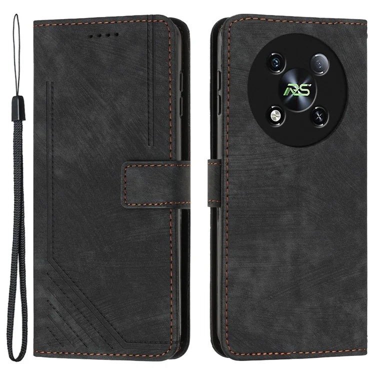 For itel RS4 4G Case Lines Imprinted Skin-Touch Leather Phone Cover