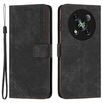 For itel RS4 4G Case Lines Imprinted Skin-Touch Leather Phone Cover