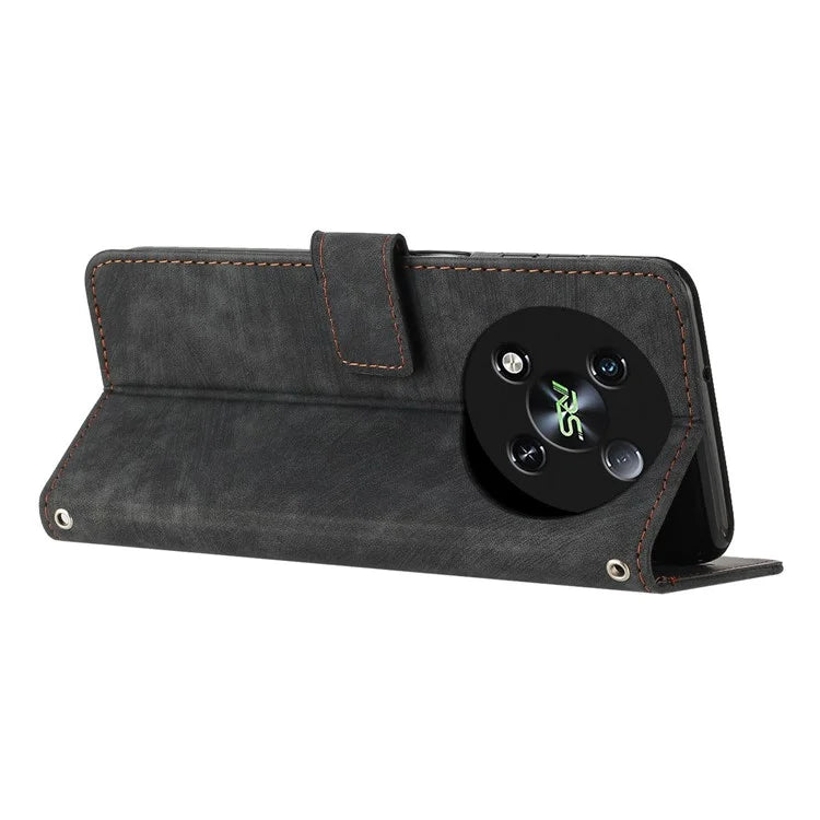 For itel RS4 4G Case Lines Imprinted Skin-Touch Leather Phone Cover