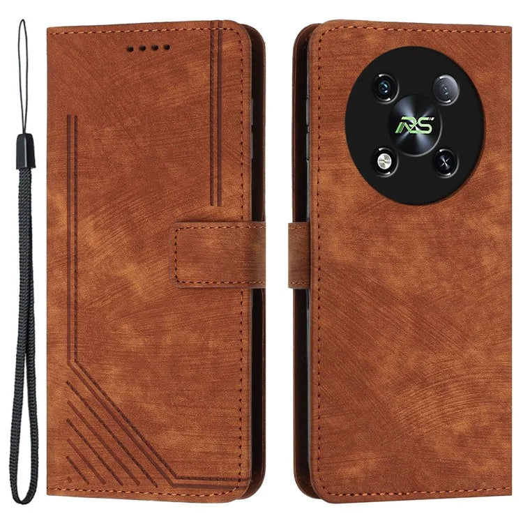 For itel RS4 4G Case Lines Imprinted Skin-Touch Leather Phone Cover