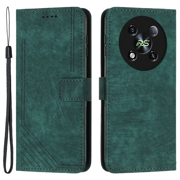 For itel RS4 4G Case Lines Imprinted Skin-Touch Leather Phone Cover