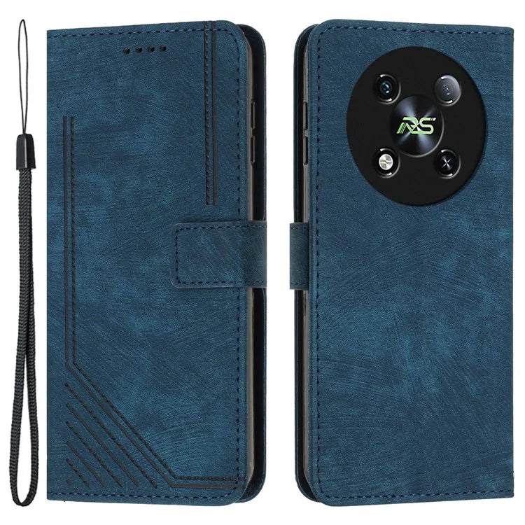 For itel RS4 4G Case Lines Imprinted Skin-Touch Leather Phone Cover
