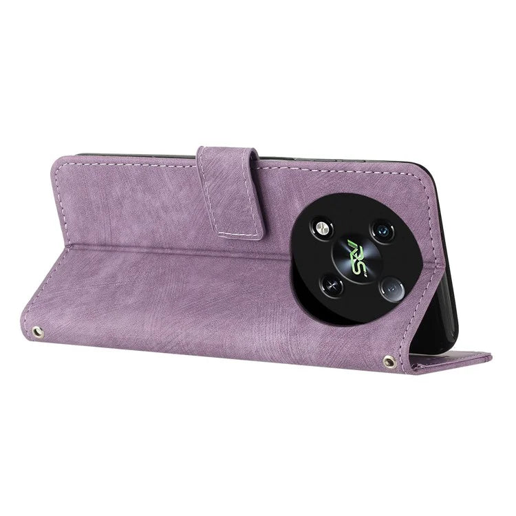 For itel RS4 4G Case Lines Imprinted Skin-Touch Leather Phone Cover