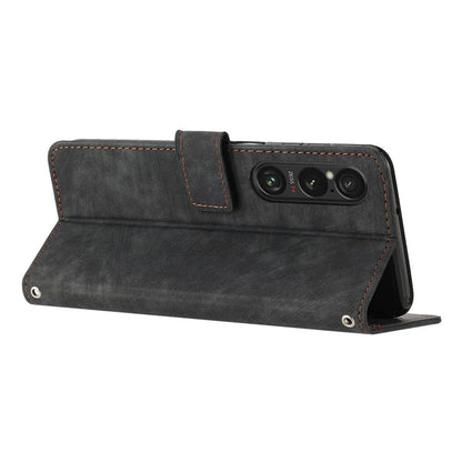 For Sony Xperia 1 VI Case Lines Imprinted Leather Full Protection Phone Cover