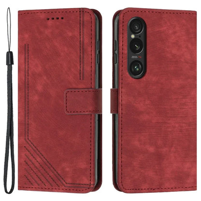 For Sony Xperia 1 VI Case Lines Imprinted Leather Full Protection Phone Cover