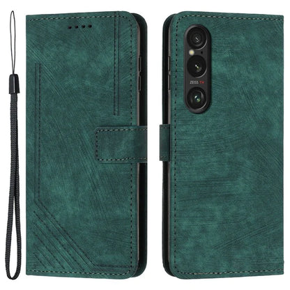 For Sony Xperia 1 VI Case Lines Imprinted Leather Full Protection Phone Cover