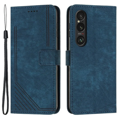 For Sony Xperia 1 VI Case Lines Imprinted Leather Full Protection Phone Cover