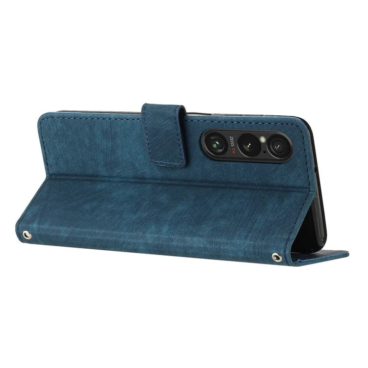 For Sony Xperia 1 VI Case Lines Imprinted Leather Full Protection Phone Cover