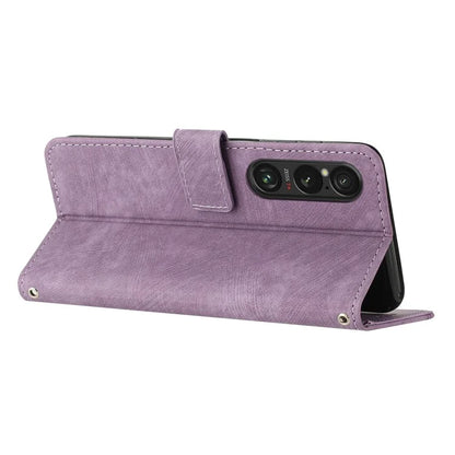 For Sony Xperia 1 VI Case Lines Imprinted Leather Full Protection Phone Cover