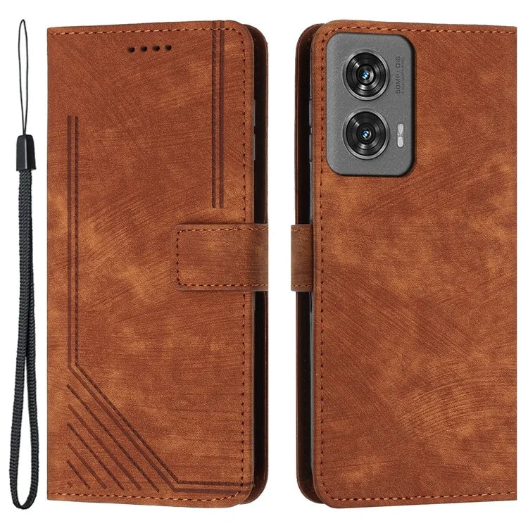 For Motorola Edge 50 Fusion 5G Shockproof Case Imprinted PU Leather Wallet Cell Phone Shell