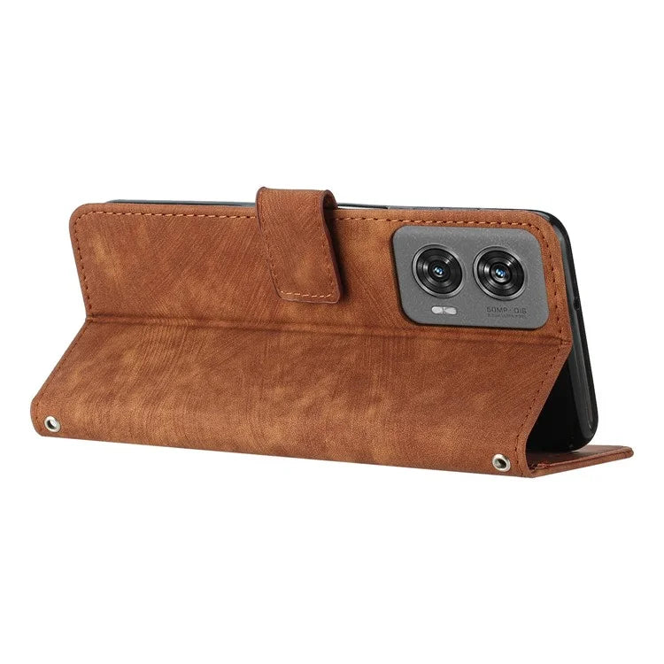 For Motorola Edge 50 Fusion 5G Shockproof Case Imprinted PU Leather Wallet Cell Phone Shell