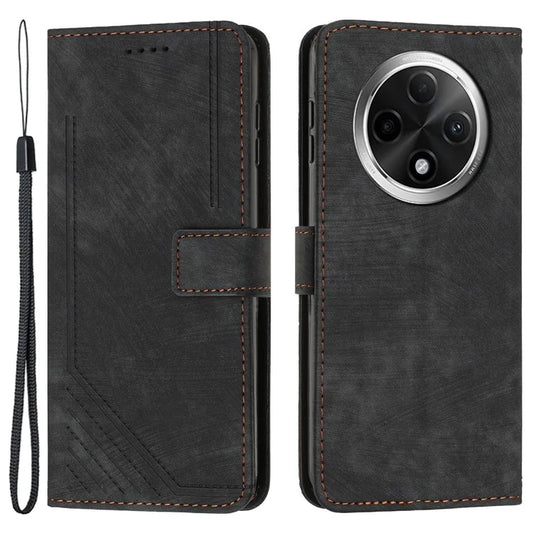 For Oppo A2 Pro 5G / A3 Pro (China) 5G Case Lines Imprinted Shockproof PU Leather Wallet Phone Cover