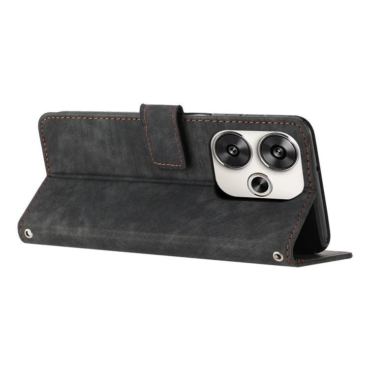 For Xiaomi Redmi Turbo 3 5G / Poco F6 5G Shockproof Case Imprinted PU Leather Wallet Phone Shell