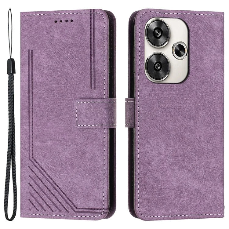For Xiaomi Redmi Turbo 3 5G / Poco F6 5G Shockproof Case Imprinted PU Leather Wallet Phone Shell