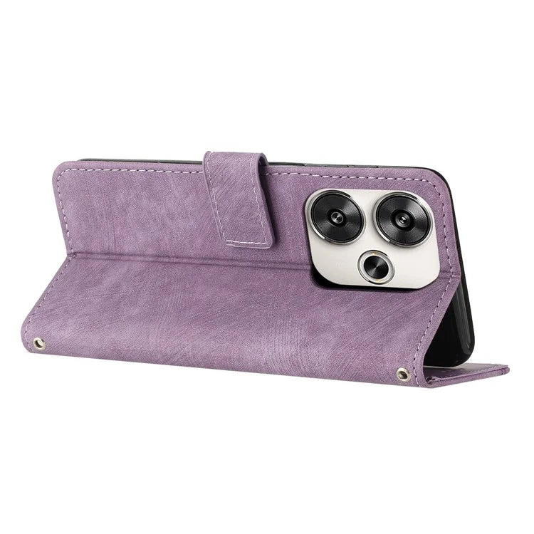 For Xiaomi Redmi Turbo 3 5G / Poco F6 5G Shockproof Case Imprinted PU Leather Wallet Phone Shell