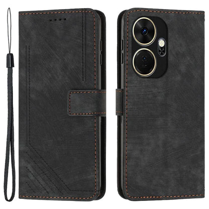 For itel P55+ Phone Case Lines Imprinted PU Leather Wallet Stand Cover