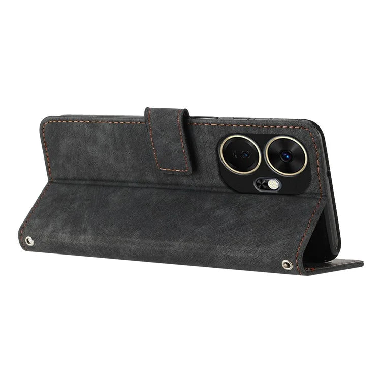 For itel P55+ Phone Case Lines Imprinted PU Leather Wallet Stand Cover