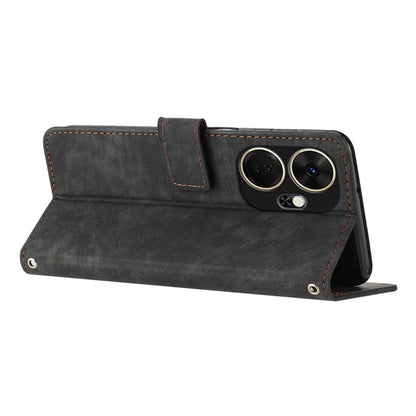 For itel P55+ Phone Case Lines Imprinted PU Leather Wallet Stand Cover
