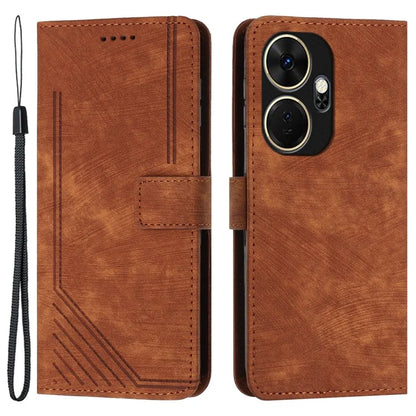 For itel P55+ Phone Case Lines Imprinted PU Leather Wallet Stand Cover
