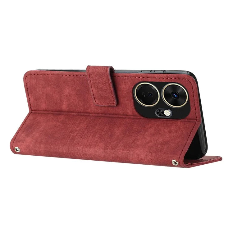 For itel P55+ Phone Case Lines Imprinted PU Leather Wallet Stand Cover