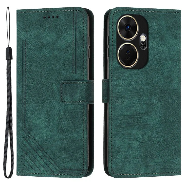 For itel P55+ Phone Case Lines Imprinted PU Leather Wallet Stand Cover