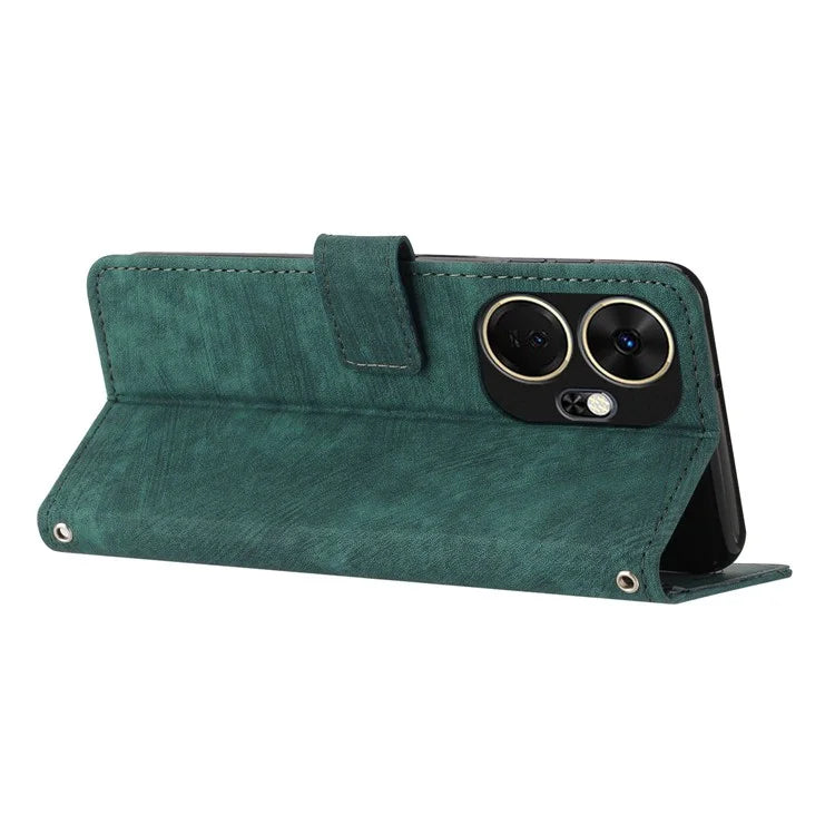 For itel P55+ Phone Case Lines Imprinted PU Leather Wallet Stand Cover