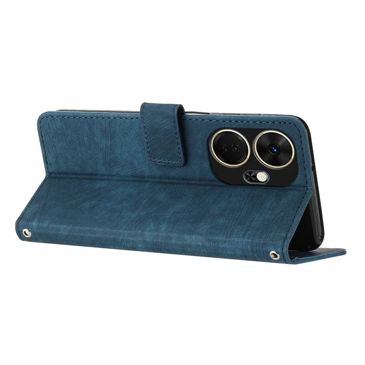 For itel P55+ Phone Case Lines Imprinted PU Leather Wallet Stand Cover
