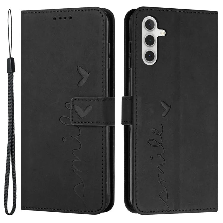 For Samsung Galaxy M55 5G / C55 5G / F55 5G Phone Case Love Heart Imprinted Skin-Touch PU Leather Shell
