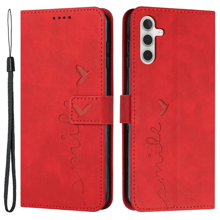 For Samsung Galaxy M55 5G / C55 5G / F55 5G Phone Case Love Heart Imprinted Skin-Touch PU Leather Shell