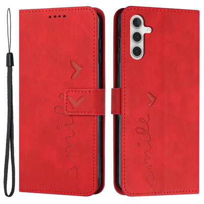 For Samsung Galaxy M55 5G / C55 5G / F55 5G Phone Case Love Heart Imprinted Skin-Touch PU Leather Shell
