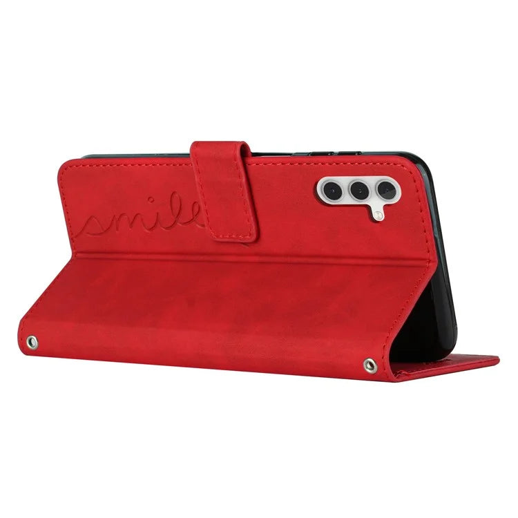 For Samsung Galaxy M55 5G / C55 5G / F55 5G Phone Case Love Heart Imprinted Skin-Touch PU Leather Shell