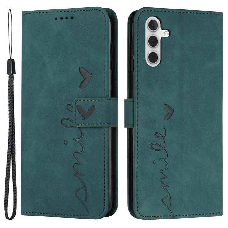 For Samsung Galaxy M55 5G / C55 5G / F55 5G Phone Case Love Heart Imprinted Skin-Touch PU Leather Shell