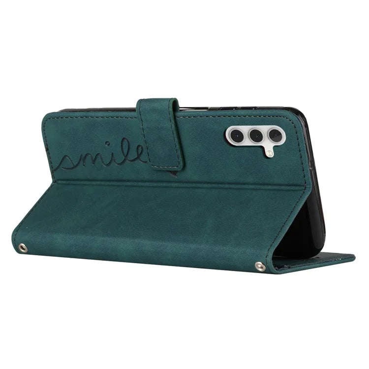 For Samsung Galaxy M55 5G / C55 5G / F55 5G Phone Case Love Heart Imprinted Skin-Touch PU Leather Shell
