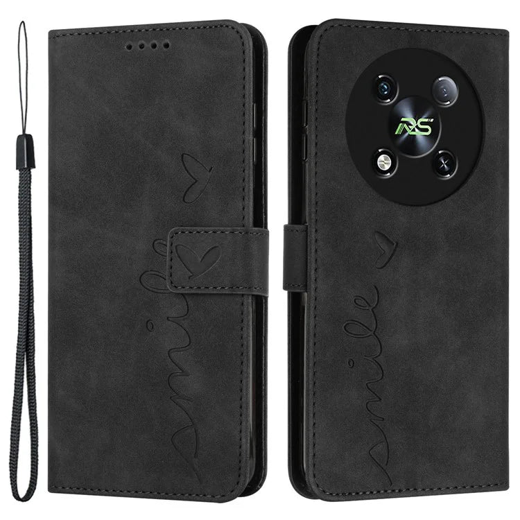 For itel RS4 4G Phone Case Love Heart Imprinted Skin-Touch PU Leather Stand Shell