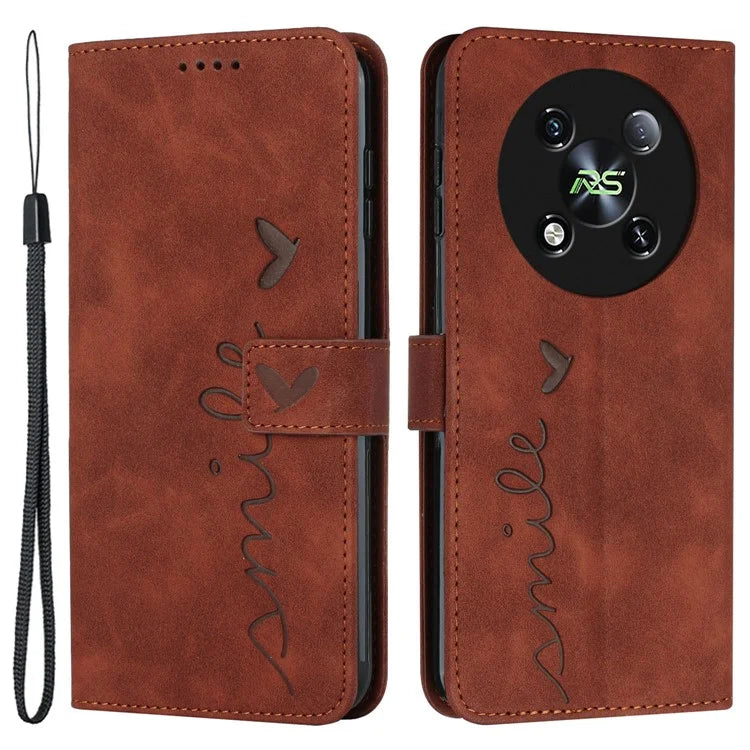 For itel RS4 4G Phone Case Love Heart Imprinted Skin-Touch PU Leather Stand Shell